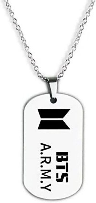 KPOP SINGER BTS NAMED CRAVED RECTANGULAR Designer Pendant For Unisex Silver Stainless Steel Pendant