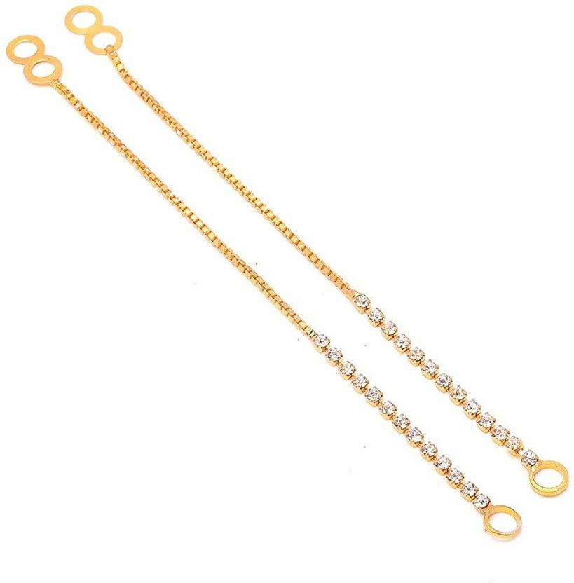 Single Layer Earchain kanchain layer bridal wedding Champaswaralu kanoti 1pairs Cubic Zirconia, Zircon Alloy Earring Set, Huggie Earring
