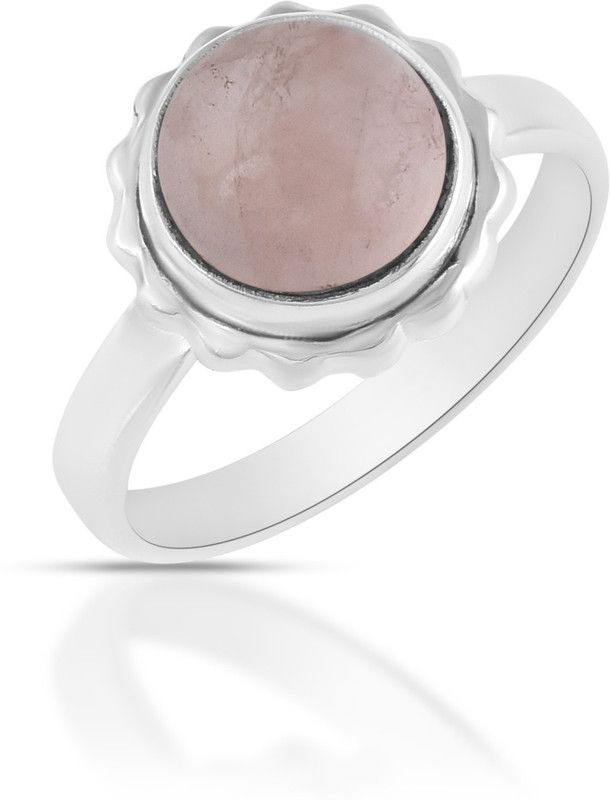 Natural Rose Quartz 925 Sterling Silver Cocktail Elegant Ring Silver Quartz Silver Plated Ring