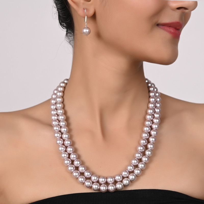 Mother of Pearl Purple Jewel Set  (Pack of 1)