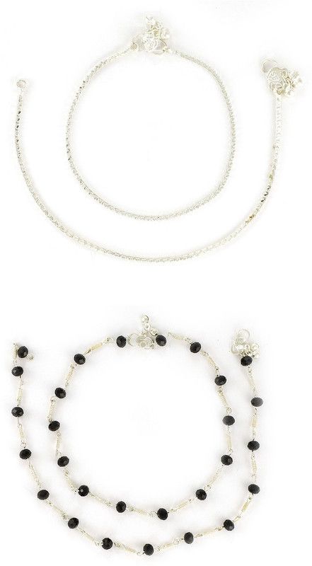 Womens Trendz Attractive Silver Plated Combo pack of 2 for Womens & Girls Alloy Anklet  (Pack of 2)