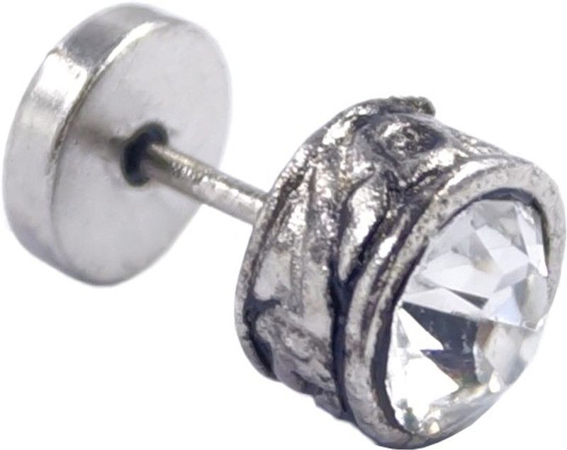 Chain Charm Diamond Studded Glossy Finish Trendy Fashion-full Classy Wear Alloy Stud Earring, Plug Earring