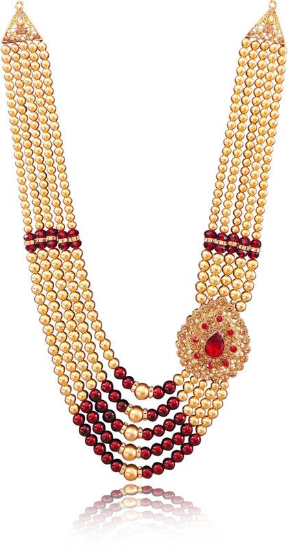 Rajwadi Groom Mala Diamond Gold-plated Plated Metal Chain