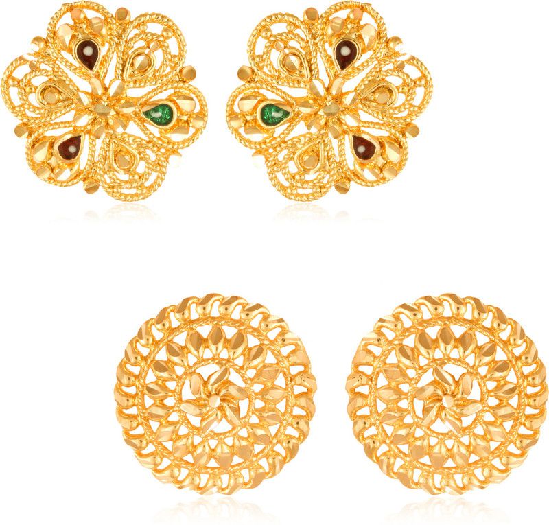 South indian Traditional 2 Combo Tops Gold Plated For Women And Girls Brass Stud Earring
