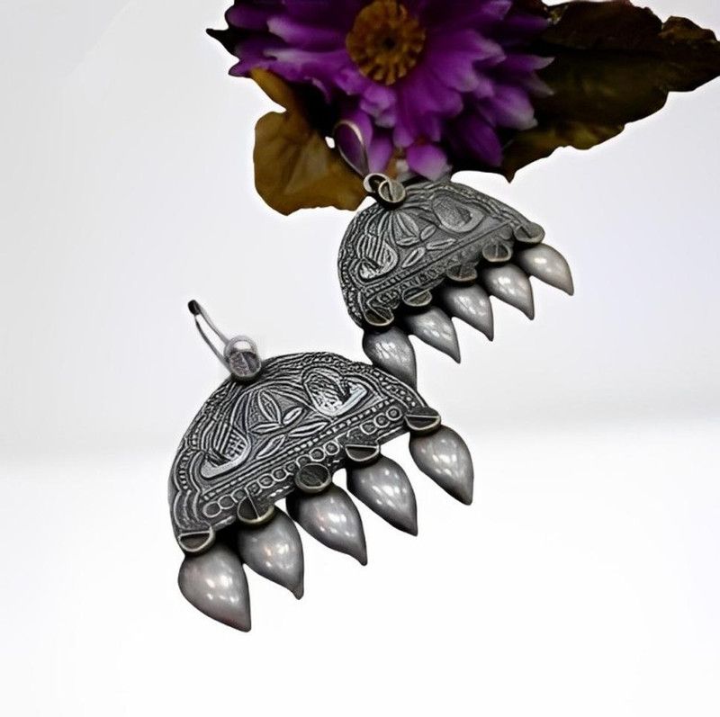 Just In Jewellery Trendy Elegant Oxidised Silver Earrings For Girls/Women Alloy Stud Earring