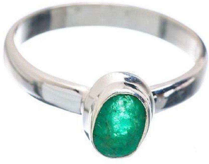 Emerald RIng Stone Emerald Silver Plated Ring