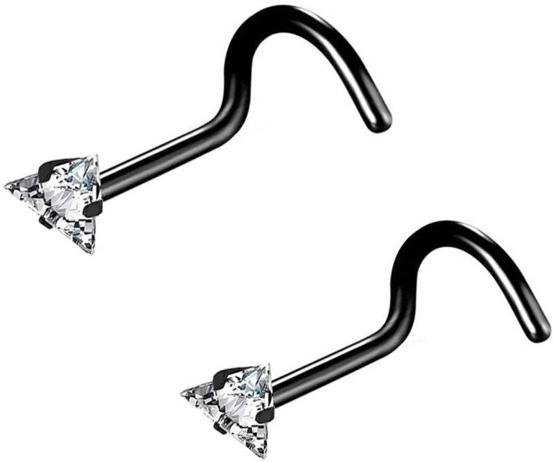 GadgetsDen Cubic Zirconia Stainless Steel Nose Stud  (Pack of 2)