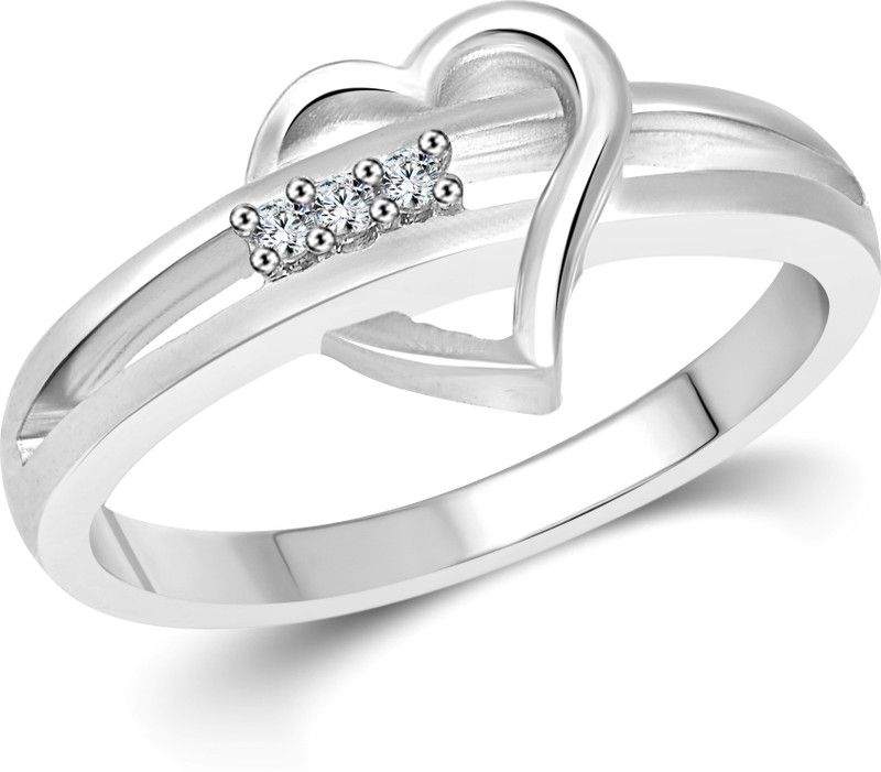 Heart and Soul Alloy Cubic Zirconia Rhodium Plated Ring