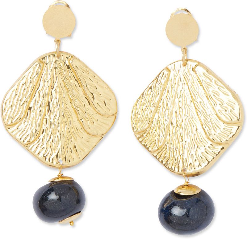 Dark Mandal Beads Ceramic, Brass Drops & Danglers