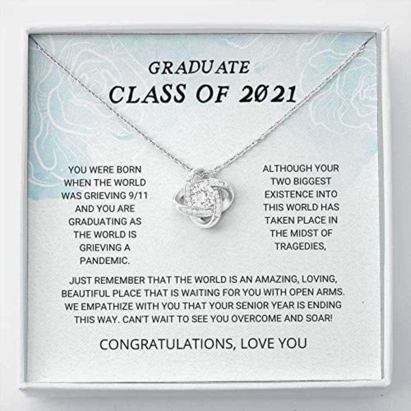 Graduate Class 2021 Necklace, Graduation Gift, Senior Graduate Zircon Silver Pendant Set
