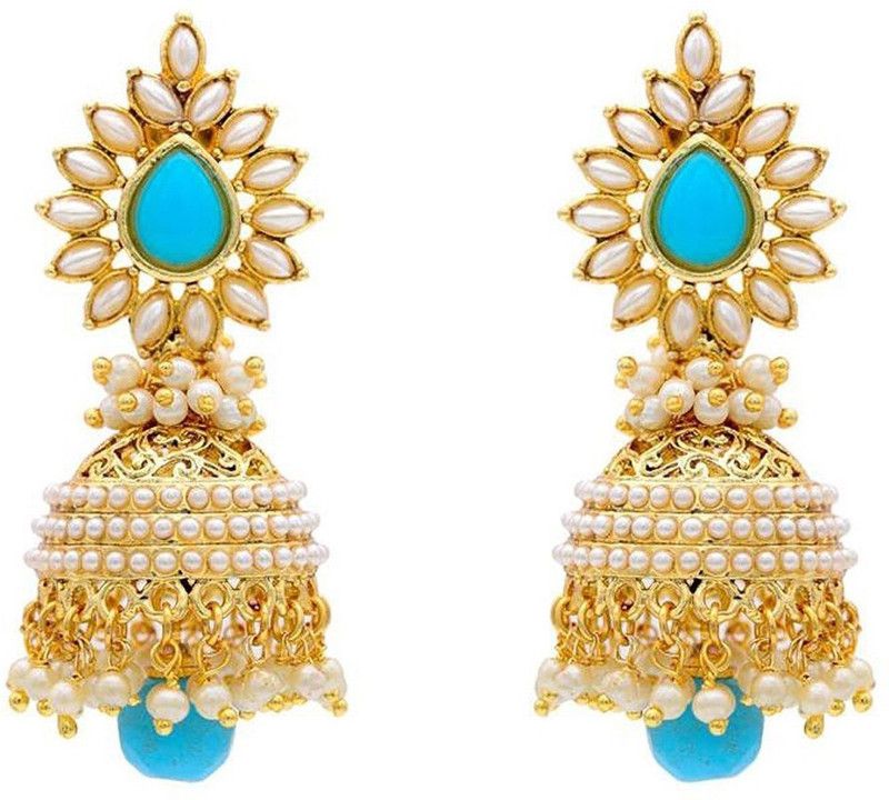Bollywood Inspired Pearl Polki Stylish Fancy Party Wear Traditional Jhumki / Jhumka Earrings For Girls / Women Alloy Jhumki Earring