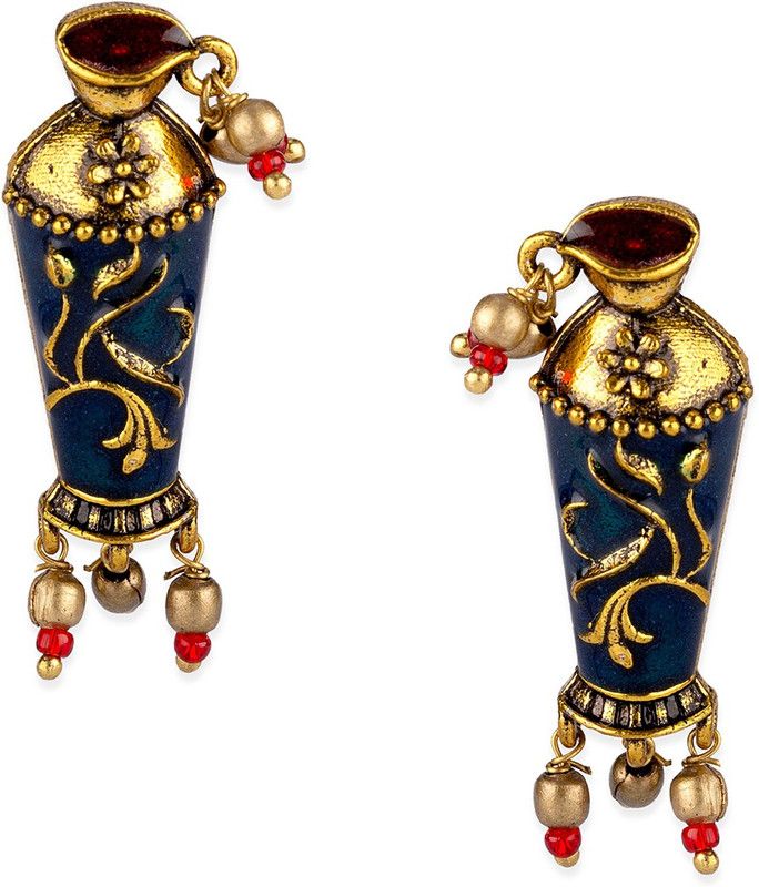 Arabian Nights Designer Pot Earrings Brass Drops & Danglers