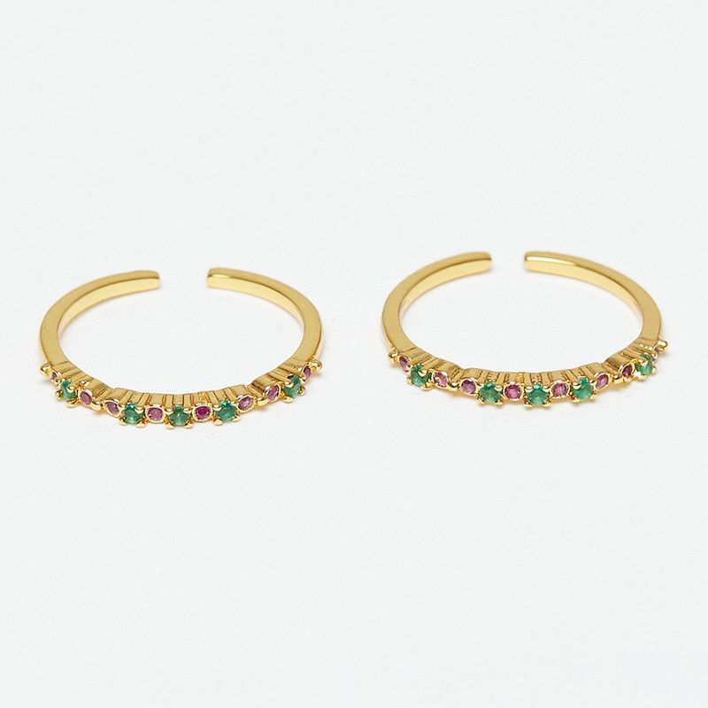 CZ Embellished Pair Of Toe Rings For Women Brass Gold Plated Toe Ring