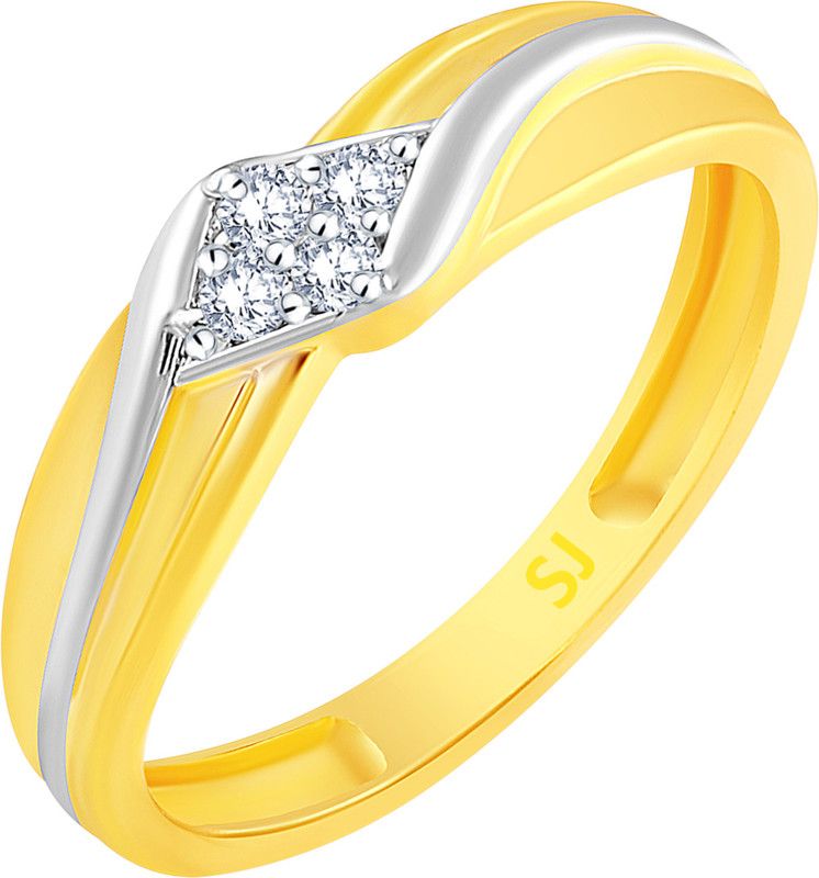 Center Cluster Solitaire Alloy, Brass Cubic Zirconia Gold Plated Ring
