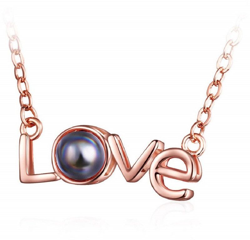 I Love You in 100 Different Language Necklace/Pendant- Rose Gold (Love) Gold-plated Metal Pendant Set