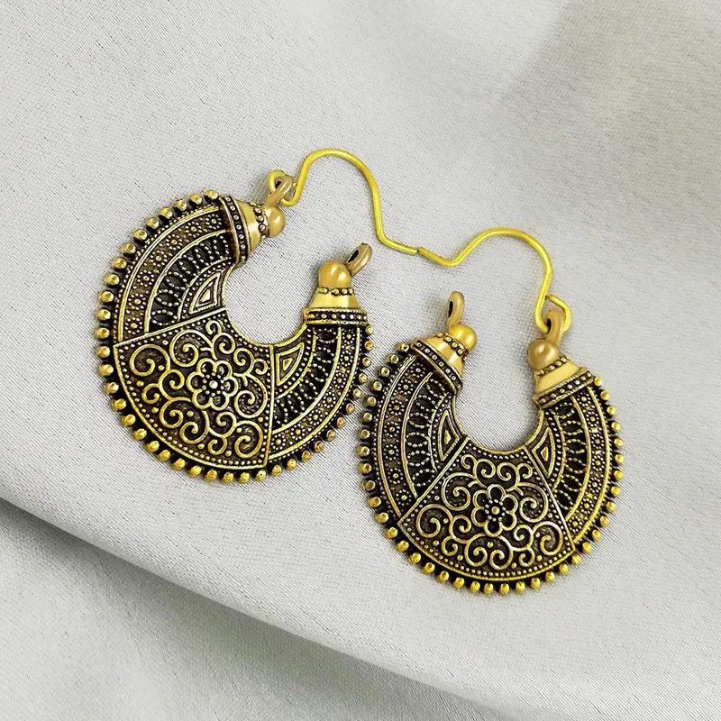 Oxidized Silver Lated Collection Earrings In Vintage Finish Alloy Dangle Earring Alloy Chandbali Earring