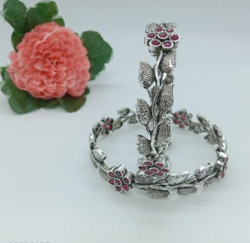 Alloy Silver Bracelet Set  (Pack of 2)
