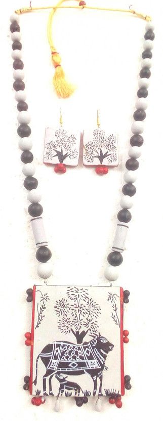 Terracotta Black, White, Red Jewel Set  (Pack of 1)