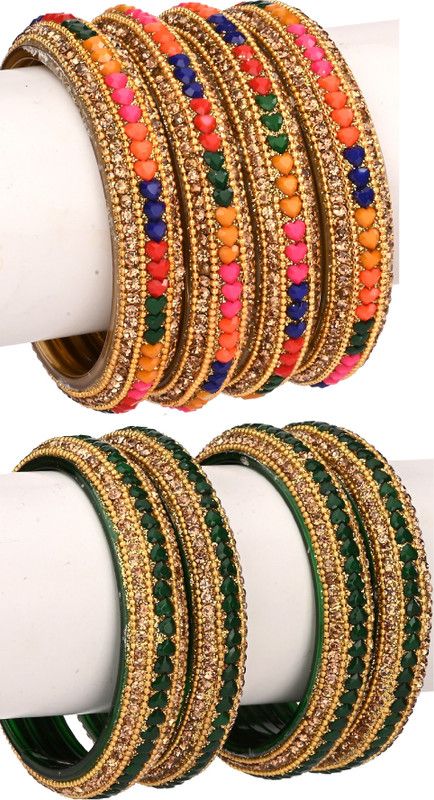 Glass Enamel Bangle Set  (Pack of 8)