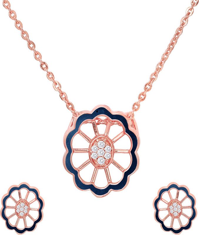 Brass, Alloy Gold-plated Blue, White Jewel Set  (Pack of 1)