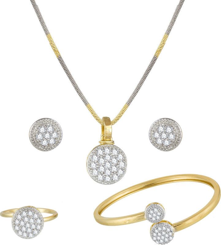 Alloy Gold-plated Gold, White, Silver Jewel Set  (Pack of 1)