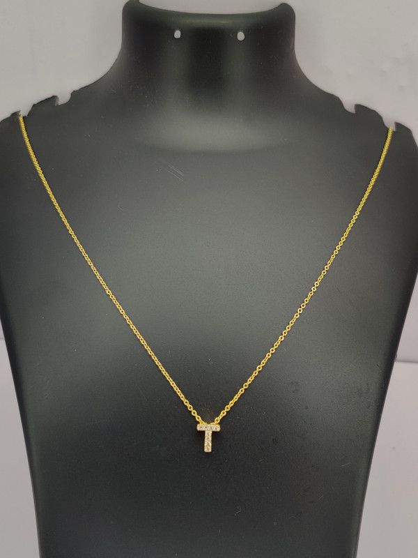 Gold Plated Amrecian Diamond T Letter Shap Necklaces And Chain Diamond Gold-plated Plated Alloy Chain