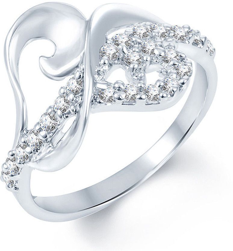Modern Alloy Cubic Zirconia Rhodium Plated Ring