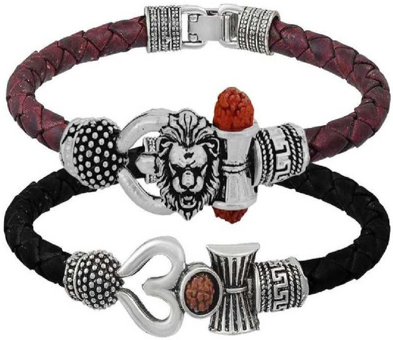 Brass, Leather Bracelet Set  (Pack of 2)