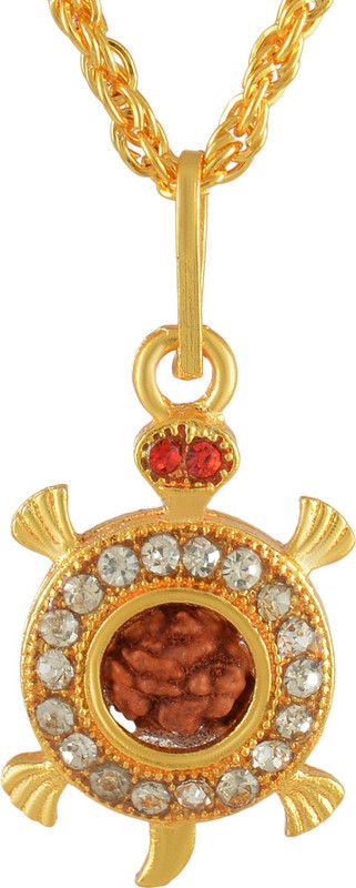 Gold Plated CZ tortoise Design, Second avatar of vishnu "Kurma", Lucky Pendant Jewellery Chain Men and Women Gold-plated Cubic Zirconia Brass Pendant
