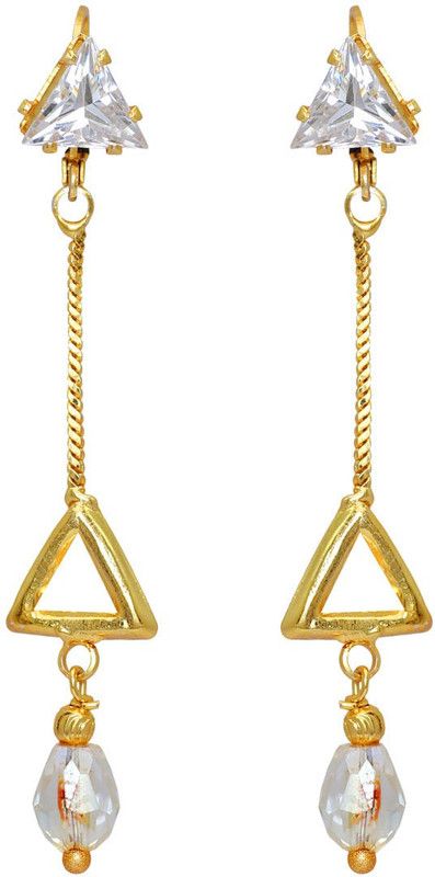 Beautifull White Color Rhinestone Gold Plated Earrings Alloy Drops & Danglers