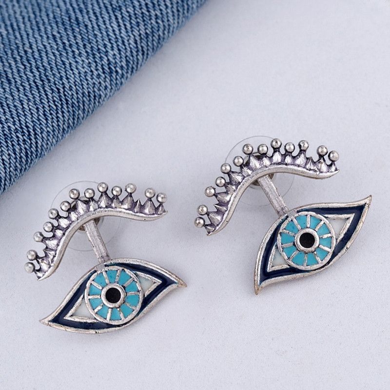 Evil Eyes Enameled Eyes Earrings Brass Drops & Danglers