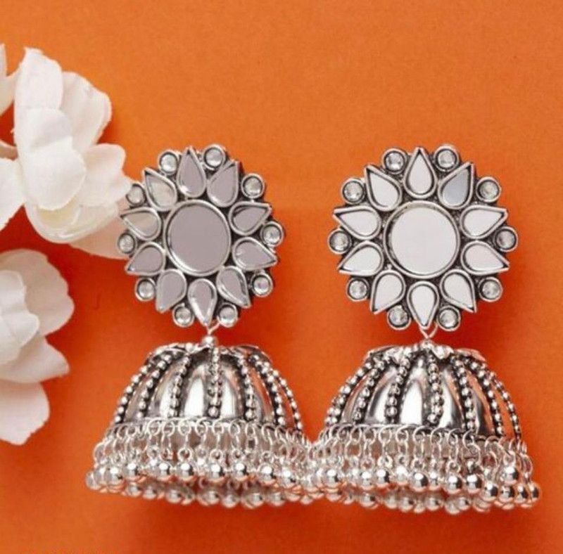Mirror worked jhumka Alloy Jhumki Earring