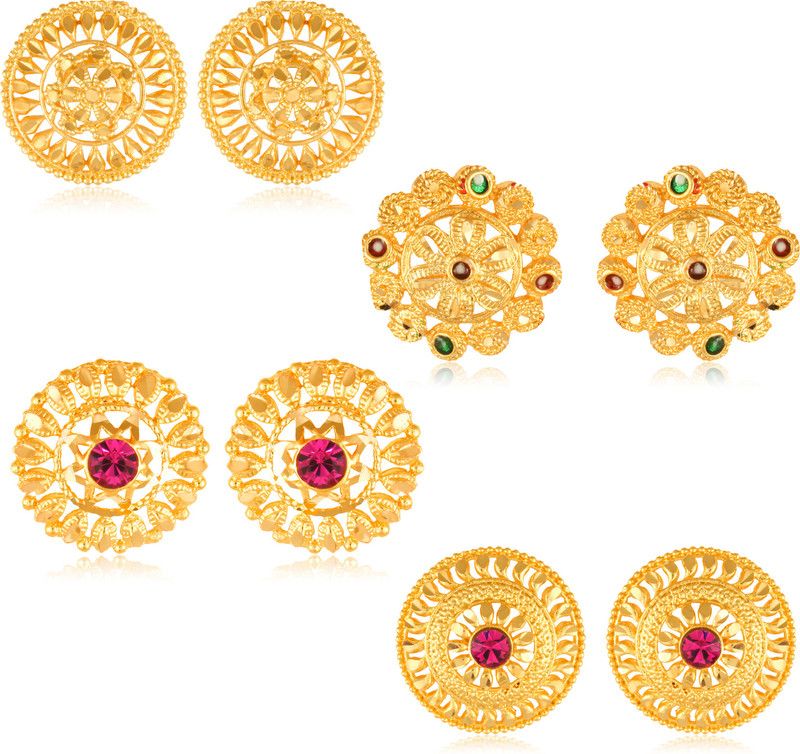South indian Traditional 4 Combo Tops Gold Plated For Women And Girls Brass Stud Earring