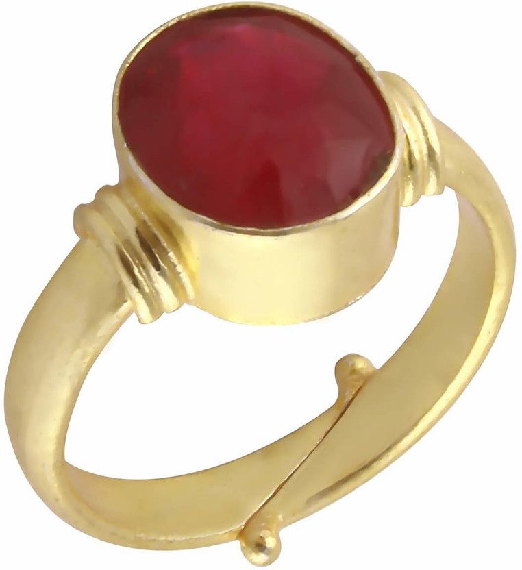 5.25 Ratti Ruby ( Manik Stone ) Adjustable Ring |100% Original Lab Certified Gemstone For Men & Women Alloy Ruby Copper Plated Ring