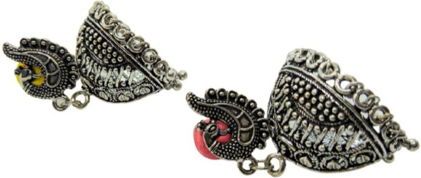 Peacock Oxidised Jhumkas German Silver Drops & Danglers
