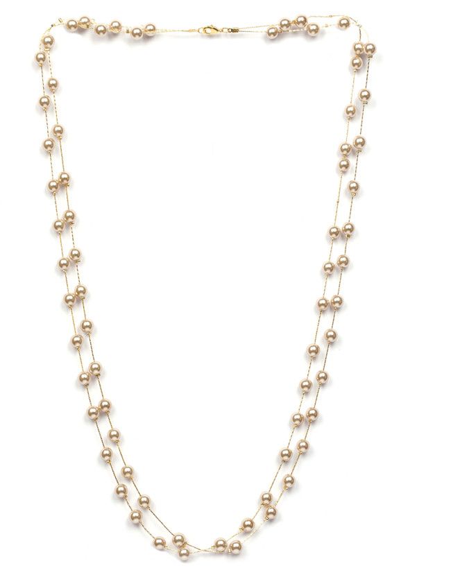 multi layered gold plated pearls necklace for girls and women Brass Necklace