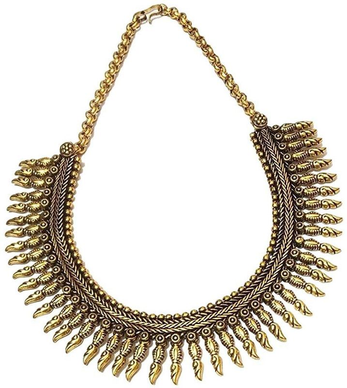 Antique Gold oxidised Necklaces Golden Finish Ethnic Choker Festival Women Fashion Jewellery Brass Necklace