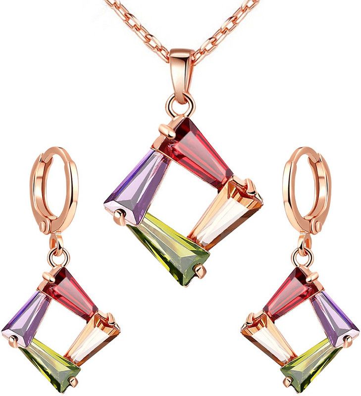 Brass Copper Multicolor Jewel Set  (Pack of 1)