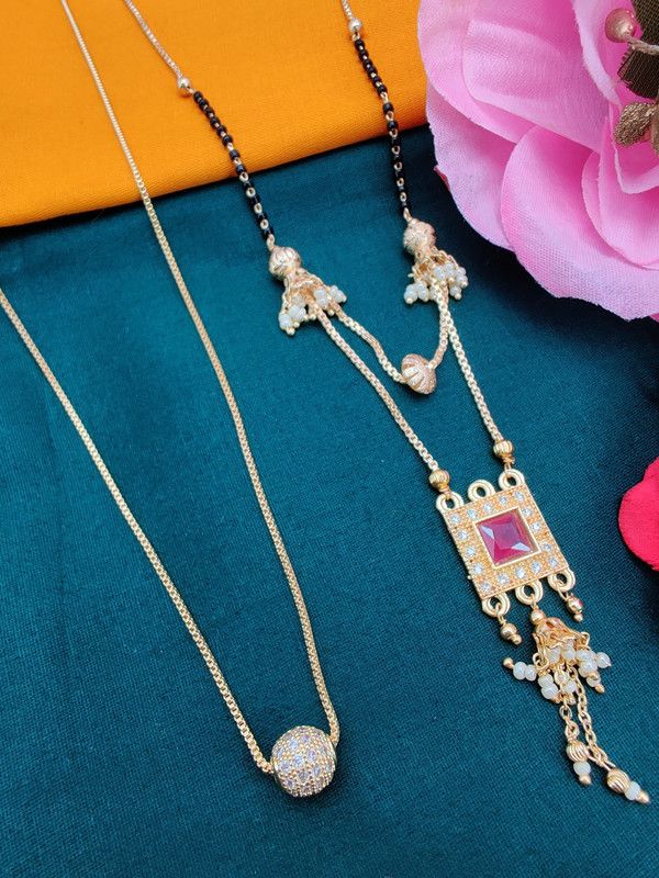 Gold Plated Fancy New White Ball Pendent Mangalsutras For Women.. Alloy Mangalsutra