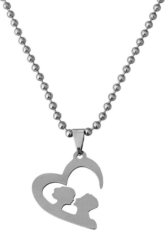 Valentine Gift Couple In Heart Stainless Steel Pendant Necklace Sterling Silver Stainless Steel Pendant