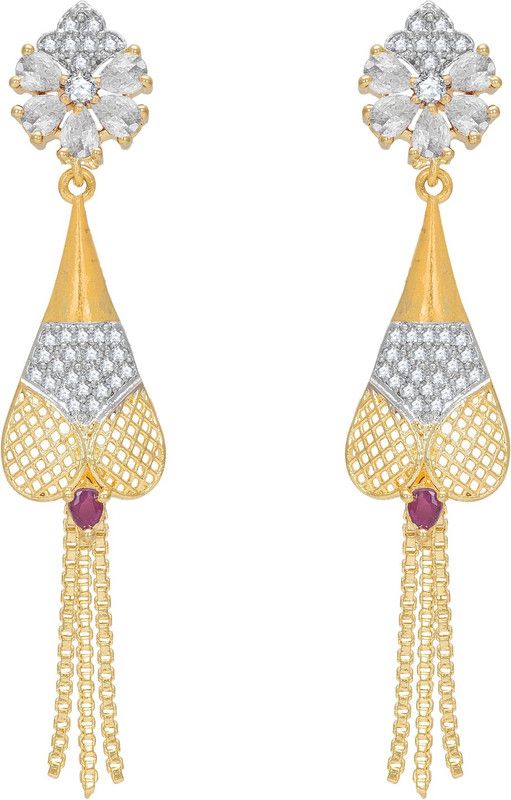 Stylish Latest Designer Trendy Ethnic Gold Plated Diamond Alloy Drops & Danglers