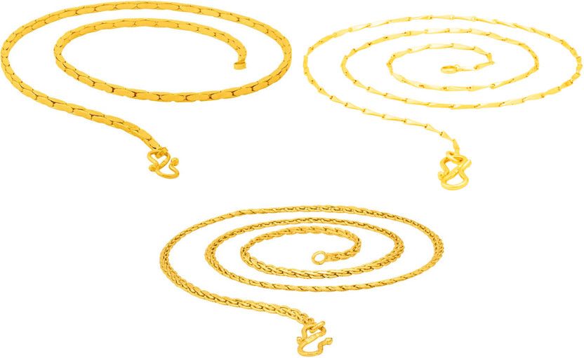 Combo 3 Chains Stylish Light Weighted Popular Design Golden chain For Men,Women Gold-plated Plated Brass, Alloy Chain