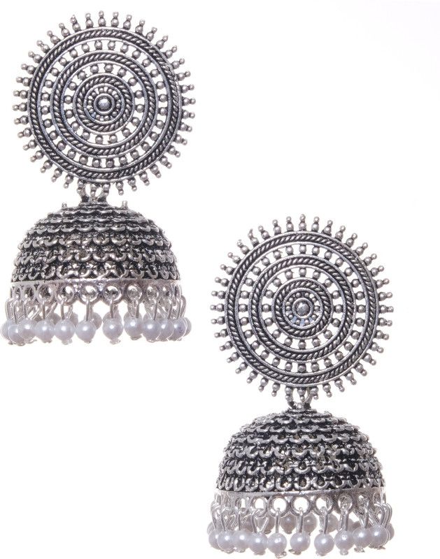 Oxidised Silver Jhumka Earrings Alloy Earring Set