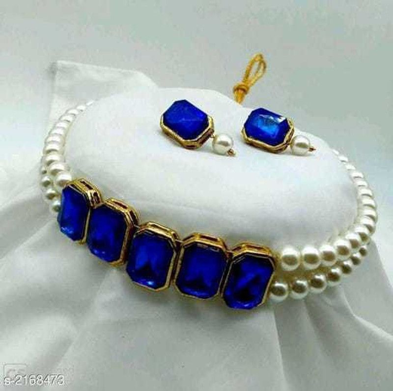 Alloy, Brass, Metal Jewel Set  (Blue)