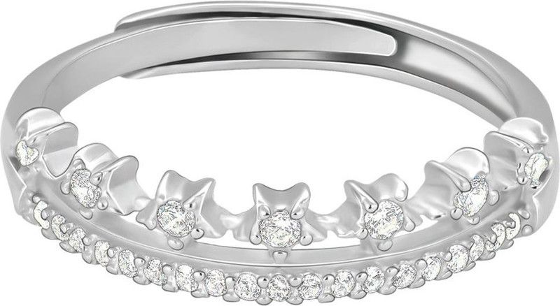 Sterling Silver Lot Of Stars Stoned Ring for Womens and Girls Sterling Silver Zircon Rhodium Plated Ring
