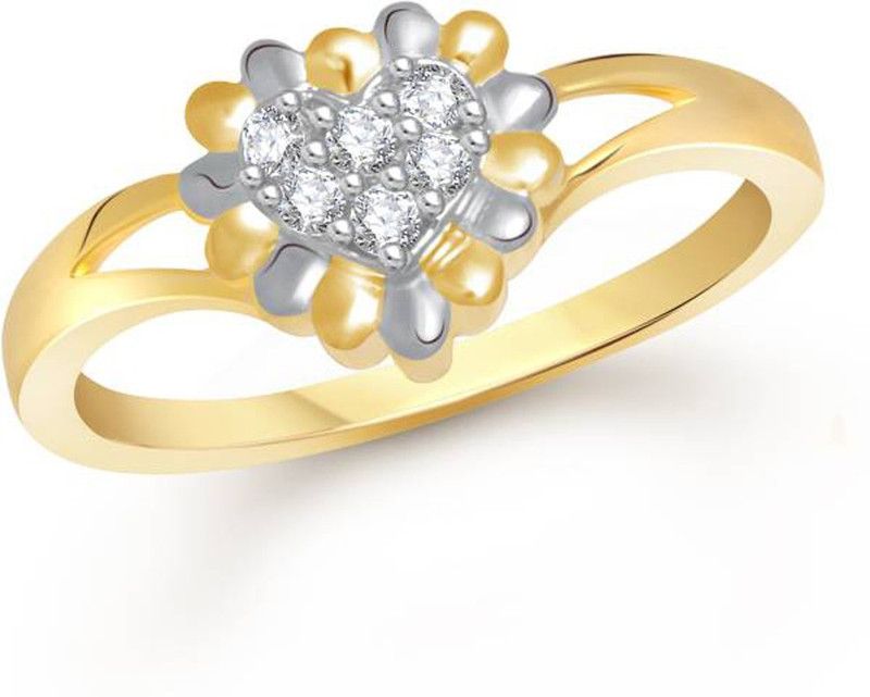 Blossom Heart Alloy, Brass Cubic Zirconia Gold Plated Ring
