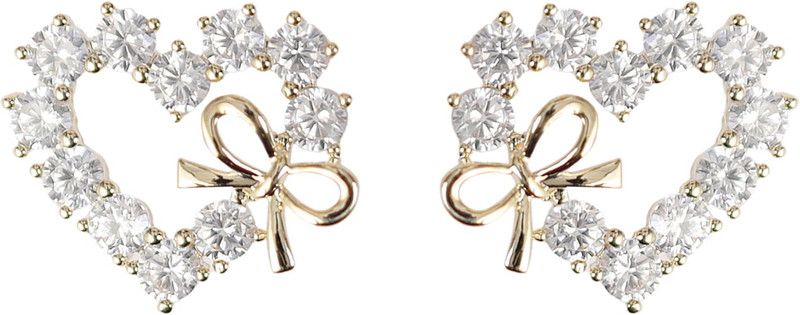 Love shape Diamond Brass Stud Earring