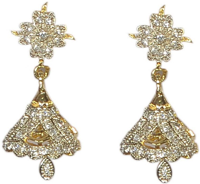 Pourni exclusive Designer American Diamond Jhumka Earring -PRER109 Copper Jhumki Earring