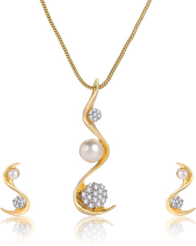 Brass Gold-plated Silver, White Jewel Set  (Pack of 1)