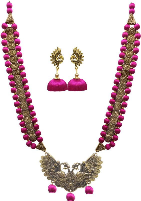 Wood, Dori, Plastic Gold, Pink, Black Jewel Set  (Pack of 1)
